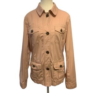 Eddie Bauer Pink Cotton Utility/ Safari Jacket with Classic Collar/ Size L